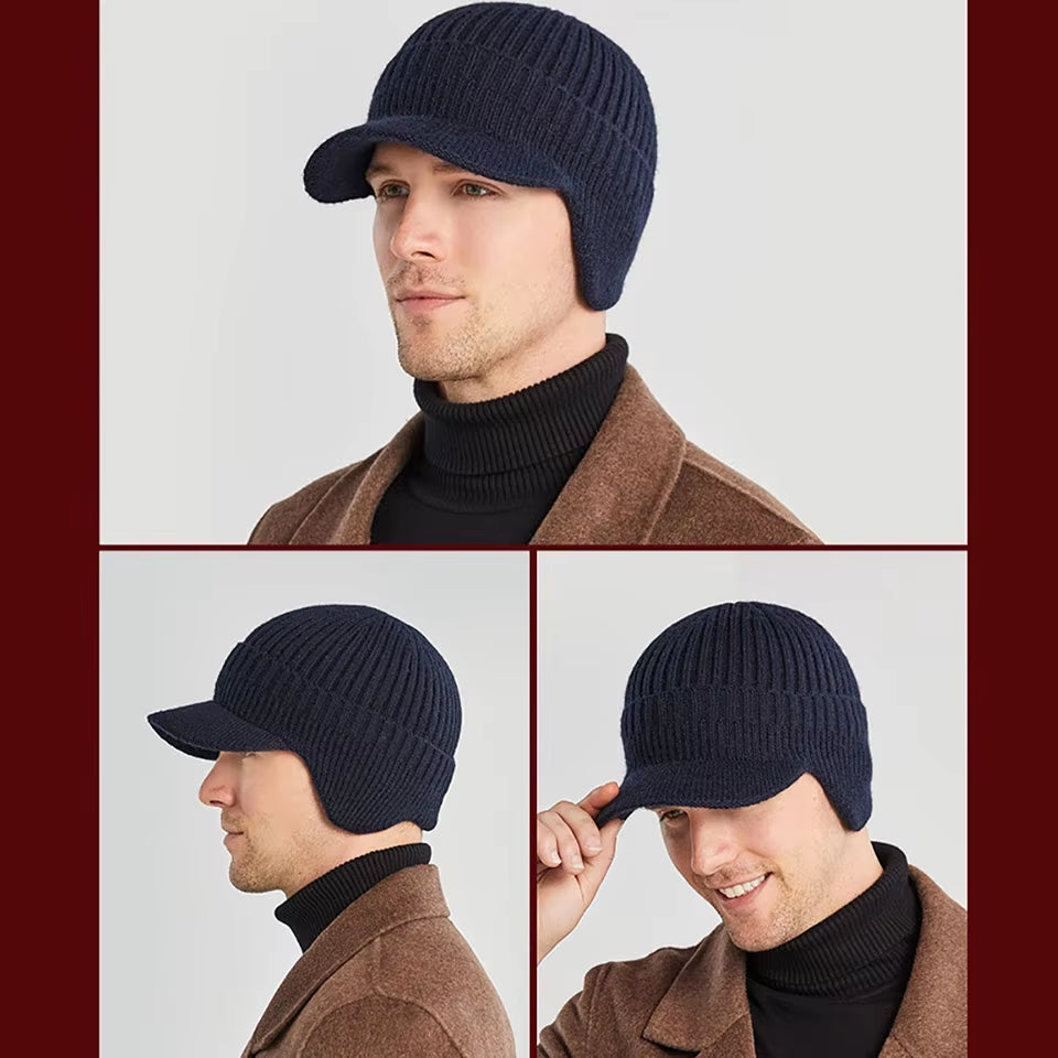 LOOGDEEL Winter Woolen Hat Thick Velvet Cycling Knitted Headwear Ear Protection Cap anti Cold Motorcycle Warm Headgear Women Men