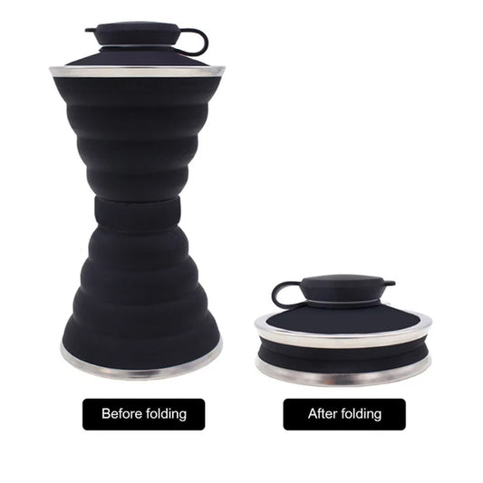 500ML Silicone Water Bottle Cup Foldable Leak Proof Portable Sports Travel Water Bottles for Outdoor Travel Gym Hiking Reuseable