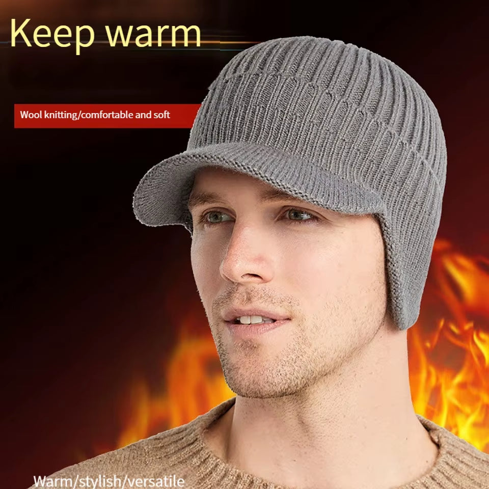 LOOGDEEL Winter Woolen Hat Thick Velvet Cycling Knitted Headwear Ear Protection Cap anti Cold Motorcycle Warm Headgear Women Men