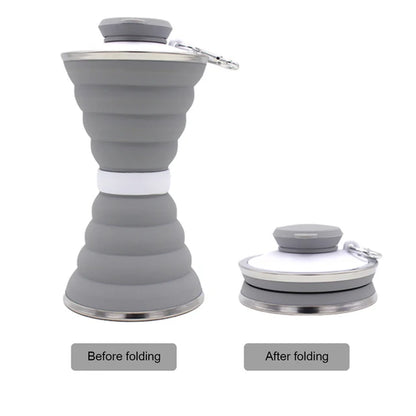 500ML Silicone Water Bottle Cup Foldable Leak Proof Portable Sports Travel Water Bottles for Outdoor Travel Gym Hiking Reuseable