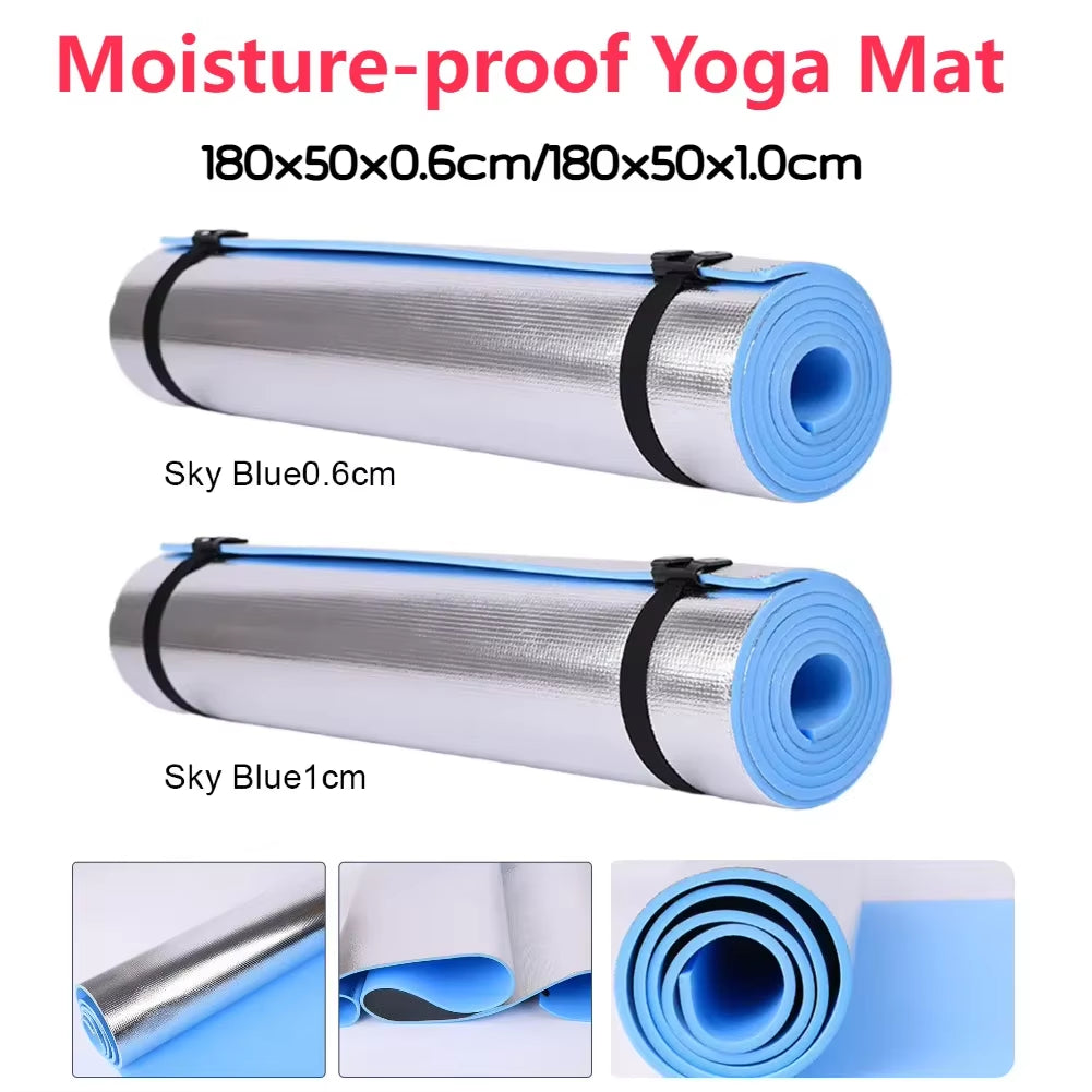 Waterproof Yoga Mat Moisture-Proof Yoga Mat with Bandage Thickened Aluminum Membrane Exercise Mat for Fitness Exercise