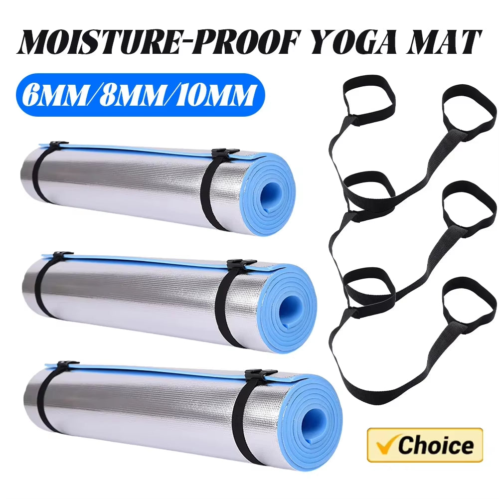 Waterproof Yoga Mat Moisture-Proof Yoga Mat with Bandage Thickened Aluminum Membrane Exercise Mat for Fitness Exercise